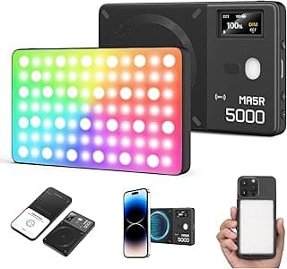 GODOX MA5R LED Fill Light with Soft Diffuser Magnetic Charging Phone Selfie Lighting Mini on Camera Lights 1800K-10000K 14 FX Modes for Selfies, YouTube, TikTok, Vlogging, Video Conferences (Black)