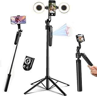 Auto Face Tracking Tripod for iPhone with Light 70.9” Selfie Stick Tripod Stand Follows Your Movement 360°Phone Camera Tripod with Wireless Remote for Content Creator Vlog Live Stream Video Recording