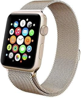 Generic Magnetic milanese loop stainless steel band for smart apple iwatch 42mm/44mm - gold