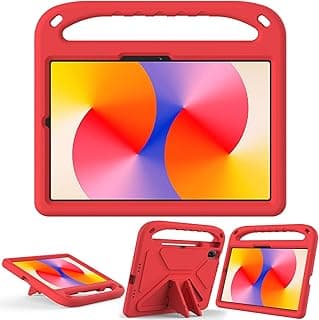 جراب اطفال لهواوي MatePad SE 11 بوصة 2024، خامة EVA خفيفة الوزن ومضادة للصدمات، مسند يدوي وغطاء تابلت شديد التحمل (أحمر)