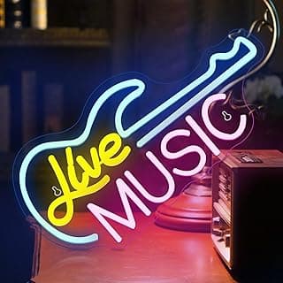 Guitar Neon Sign Music LED Dimmable Neon Lamp for Wall Room Decor LED Lights for Concert Hall Bar Club Party Live Studio Gaming Room