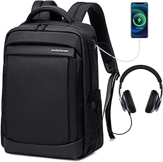 Anti-theft Laptop Backpack B00478, Waterproof Backpack for Men Women Outdoor Laptop up to 15.6 Inches and with USB Port, Ideal for Office, School, Travel (Black)