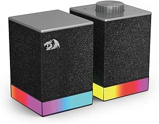 Redragon GS517 RGB Computer Speaker - 2.0 Stereo Sound System with BT & USB Dual Connectivity, 8 RGB Lighting Effects, Touch Controls & Volume Knob - Perfect for Gaming & Multimedia