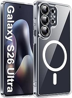 جراب مغناطيسي شفاف كريستالي لسامسونج Galaxy S26 Ultra، متوافق مع MagSafe، نحيف ومقاوم للصدمات، حماية للكاميرا، حماية من السقوط بمعايير عسكرية