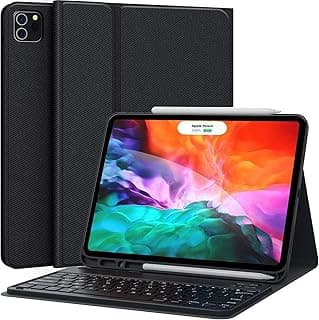 CHESONA iPad Keyboard Case for iPad Pro 12.9 inch (3rd, 4th, 5th, 6th Generation) - Wireless Detachable - with Pencil Holder for 2022 iPad Pro 12.9, Black