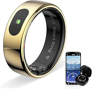Tasbih Smart Ring Fitness Tracker Ring for Women & Men,Touch Control,5ATM waterproof,No Subscription Required, Compatible with iOS & Android(Gold, #11)