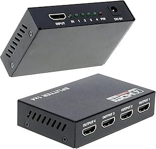 موزع HDMI 1x4، مدخل واحد و4 مخارج، دقة Full HD 1080P، لتكرار الشاشة، سويتش HDMI للكمبيوتر، PS3/4/5، شاشات HDTV وأجهزة العرض، مع محول