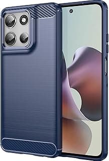 جراب هاتف موتورولا Moto G56 كربون سيليكون مرن ونحيف ومقاوم للصدمات (أزرق)