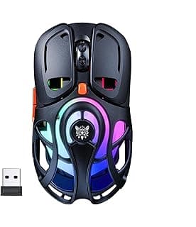 Onkuma DM02 Tri-Mode RGB Gaming Mouse, 2.4GHz Wireless, Bluetooth & Wired, Lightweight Honeycomb Design, 6-Level Adjustable DPI up to 12800, 1000Hz Polling Rate, Ergonomic