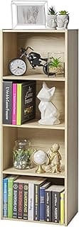 Iris Ohyama 4-Shelf Cabinet, Modern Wooden Storage Unit with Shelves, Versatile Bookcase or Side Furniture for Office, Living Room, Bedroom, Basic Storage Shelf CX-4, Light Brown
