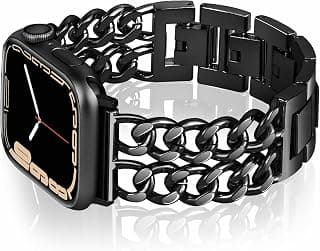 Stainless Steel Chain Band Compatible with Apple Watch 42mm/44mm/45mm/46mm/49mm, Luxury Metal Bracelet Strap for Ultra 3/2/1, Series 11/10/9/8/SE