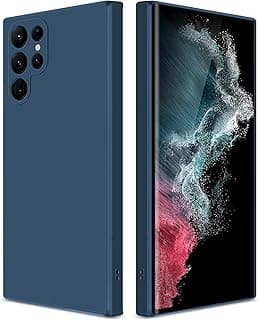 جراب لسامسونج Galaxy S22 Ultra، سيليكون ناعم الملمس، حماية كاملة للجسم، مبطن من الداخل، مقاوم للصدمات - أزرق