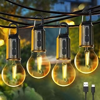 مصابيح تخييم ليد قابلة لإعادة الشحن مقاومة للماء مع كابل USB و3 أوضاع من ديسيديا® معلقة للتخييم والمشي لمسافات طويلة والطوارئ والتخييم والمنزل وإصلاح السيارات عبوة 4 قطع