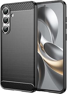 phone case compitable with Samsung galaxy S25 FE Carbon Silicone Case Original Flexible Slim Enhanced Durable Anti-Shock Protector for Samsung galaxy S25 FE (Black)