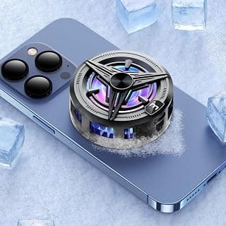 مبرد هاتف جيمنج مغناطيسي، مروحة تبريد للموبايل بتركيب لاصق وشاشة LED، ضوضاء منخفضة، متوافق مع ايفون 15/14/13/12/11/اندرويد/تابلت/ايباد (أبيض)