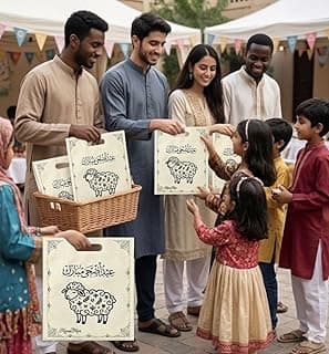 شنطة لحوم - شنطة قماش مخصصة لهدايا لحوم الأضاحي بطبعات عيد ثابتة، خامة قوية تضمن المتانة مع مظهر أنيق لتوزيع الصدقات خلال عيد الأضحى المبارك
