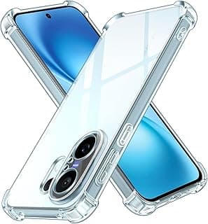 جراب متوافق مع Vivo V60 5G، غطاء سيليكون شفاف TPU، حماية من الصدمات والسقوط من الزوايا الأربع، حماية قوية ضد الخدوش والأتربة