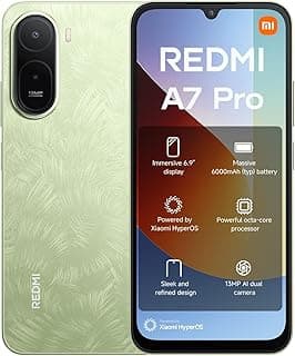 هاتف ريدمي A7 Pro، 4 جيجابايت + 64 جيجابايت، 4G، بطارية 6000 مللي أمبير، معالج ثماني النواة، كاميرا مزدوجة 13 ميجابكسل AI، شاشة 6.9 بوصة 120Hz، أخضر بالم - ضمان المصنع 18 شهر
