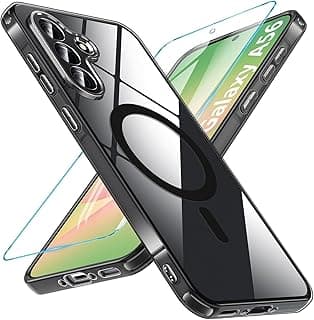 Case Compatible with Samsung Galaxy A56 5G, Magnetic Case Compatible with Magsafe with Tempered Glass, [Military Grade Protection] Shockproof Mobile Phone Case Transparent Back Protective Case