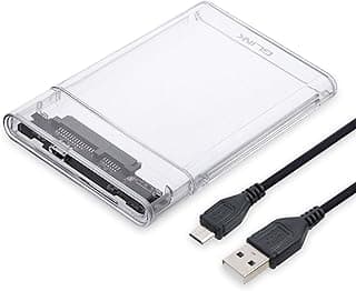 حافظة ذاكرة من جي لينك GHD014 2.5 بوصة USB 2.0 بتصميم شفاف ممتاز بقشرة صلبة خارجية لهارد SSD ساتا وهارد HDD للاب توب صلب فائق السرعة USB 2.0، دعم 4TB، تركيب بدون ادوات| شفاف
