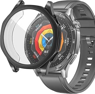 Protective Case compatible with Huawei Watch GT 5 46mm, All-around Flexible TPU Case with Built-in Screen Protector, Soft Frame & Shockproof Cover fit GT5 Smartwatch - Black