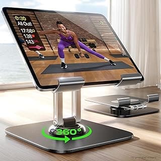for iPad Stand Holder [All-Metal Foldable] Adjustable Tablet Stand for Desk, 2026 iPad Accessories Rotating Display Stand Office Men Gifts Kindle Tablet PS Switch iPhone 11"-4.7"