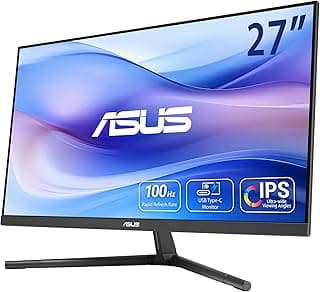 شاشة ألعاب VU249CFE للعناية بالعين، 24 بوصة، FHD (1920×1080) 100 هرتز، IPS، مزامنة تكيفية، منفذ USB نوع C مع توصيل طاقة 15 وات، مركز ديسبلاي ويدجيت، تقنية اي كير بلس، أسود، من اسوس