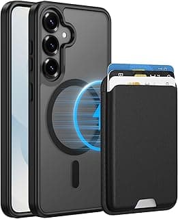 Magnetic for Samsung Galaxy S25 FE Case (Compatible with MagSafe) with Detachable Wallet & Card Holder for 3 Cards [RFID Blocking] Military Grade Protective Slim Phone Cover, Black