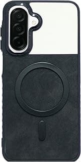 Compatible with Luxury Leather Back Case with Wireless Charging and Electroplated Shockproof Camera Frame for (Samsung A26) (Black)