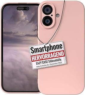 EAZY CASE - Silicone Case for iPhone 16 Case Silicone Case Pink Soft Shockproof Mobile Phone Case Protective Cover with Camera Protection Thin Premium Protection Cover TPU Phone Bumper in Pastel Dusky