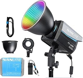 نانلايت مصباح LED كامل الالوان FC-120C، 2700-7500 كلفن، درجة حرارة لون قابلة للتعديل، سطوع عالي 12850 لوكس وطرق تحكم متعددة وامداد الطاقة، مناسب لتصوير الفيديو والتصوير الفوتوغرافي