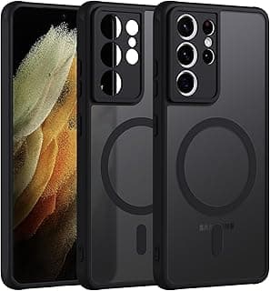 Case for Samsung Galaxy S21 Ultra 5G Compatible with MagSafe, Magnetic Translucent Matte Back Cover, All-Inclusive Lens Ultra Thin Shockproof Case for Samsung S21 Ultra 5G, Black