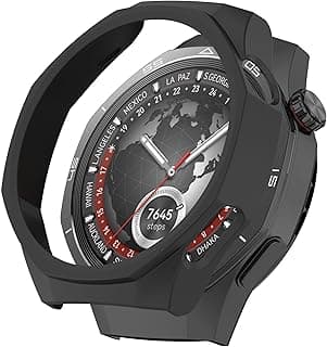 Coverage Case with No Screen Protector Compatible with Huawei Watch GT 5 Pro 46MM, Disscool PC and Real Glass Protective Case Cover Compatible with Huawei Watch GT5 Pro 46MM (Black)