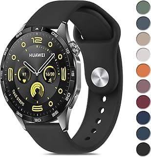 أحزمة متوافقة مع Huawei GT 4 GT 3 46mm/GT 2 Pro 46mm/Samsung Galaxy Watch 3 45mm، سوار رياضي بديل سيليكون ناعم 22mm (أسود)