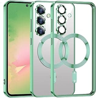 Case Compatible with Samsung a17 Magnetic Clear Shockproof Protection Support Magsafe Wireless Charging Not Yellowing with Camera Lens Protection for Phone (samsung a17 case) (green)