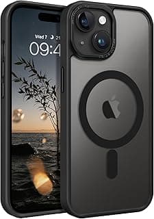 Magnetic Case for iPhone 15, [Compatible with MagSafe] Protective Slim Matte Translucent Shockproof Non-Slip Anti-Scratch Case for iPhone 15 6.1 Inch-Black