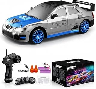 1:24 RC Drift Car, 2.4GHz Remote Control Car, 15KM/H High Speed 4WD Racing RC Cars with Extra Tires, LED Lights & 2 Rechargeable Batteries, Sport Vehicle Toy for Adults kids Boys Girls 6+