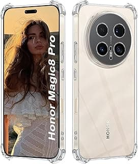 جراب متوافق مع Honor Magic 8 Pro، ممتص صدمات هوائي، حماية كاملة، سيليكون TPU ناعم ورفيع - شفاف