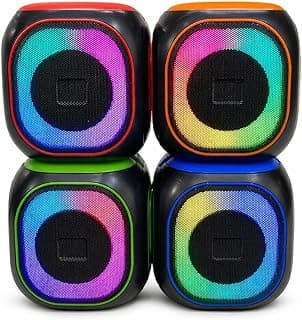 Subwoofer Bluetooth Speaker with Phone Holder, Portable Wireless Subwoofer with RGB LED Light and AUX Port for Phones, TV, Tablets, Computers (Multicolor)