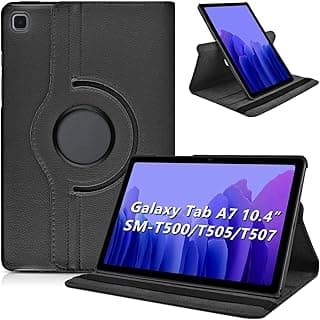 جراب KATUMO لسامسونج Galaxy Tab A7 مقاس 10.4 بوصة 2022/2020 SMT500/T503/T505/T507 جراب جلد حماية نحيف للغاية مع حامل دوار 360 درجة، اسود