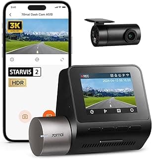 داش كام zshafeea A510 HDR 3K بقناتين، مستشعر STARVIS 2 IMX675، نظام ADAS، نظام GPS مدمج، مسجل مسار، رؤية ليلية MaiColor Vivid+، تشغيل ومشاركة عبر التطبيق