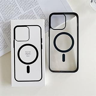 Luxury Transparent Phone Case compatible with iPhone 13, Soft TPU Frame, Anti-Yellowing, compatible with MagSafe, Matte, 360° Protection, Perfect Fit, Light weight (Black)