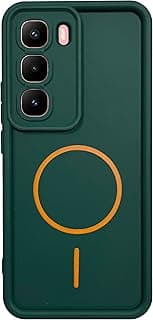 جراب ظهر سيليكون ناعم وصلب مع شعار مغناطيسي مطبوع وحماية للكاميرا من TPU لهاتف Infinix Hot 60 Pro Plus مضاد للصدمات (أخضر داكن)