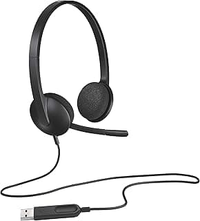 لوجيتيك سماعة راس سلكية H340 بمنفذ USB لون اسود، فوق الأذن