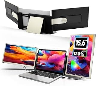 موسع شاشة ثلاثي للكمبيوتر المحمول S6 مقاس 15.6 بوصة متوافق مع أجهزة اللاب توب من 13 إلى 17 بوصة يدعم 120% ار جي بي بسطوع 300 وحدة مضيئة في البيكسل ودقة 1920×1080 بكيسل من في 2 كوم