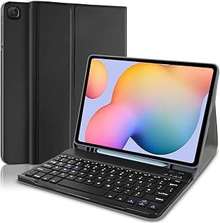 Samsung Galaxy S6 Lite Case with Keyboard, Slim Smart Leather Case with S Pen Holder &Bluetooth Keyboard for Samsung Galaxy Tab S6 Lite 10.4 Inch 2024/2022/ 2020, Black
