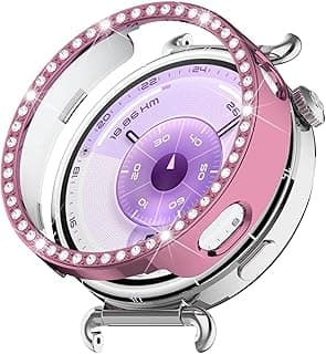 Bling Case for Huawei Watch GT6 41MM, Slim Hard PC Frame Cover with Crystal Diamond Bumper Design (Without Screen Protector), Protective Case for Women and Girls for GT 6 41 mm (Pink)
