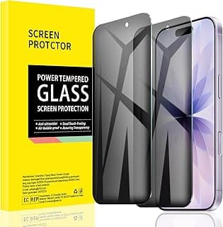 عبوة 2 قطعة واقي شاشة خصوصية لهاتف iPhone 17/17 Pro، فيلم زجاجي مقسى مضاد للتجسس، حماية للخصوصية، مضاد للخدش، متوافق مع الجرابات، بدون فقاعات، صلابة 9H