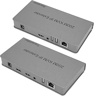 موسع USB HDMI عبر IP إيثرنت، 200 متر / 656 قدم بدقة 1080P @ 60Hz، موسع HDMI KVM عبر IP مع تحكم IR للدروس التعليمية، البارات، الكاريوكي، إلخ (EU)