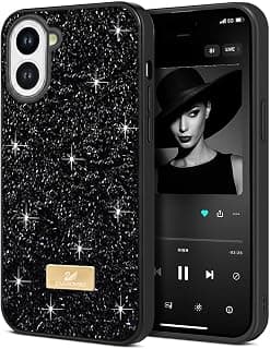 جراب لهاتف شاومي Redmi A5 مرصع بالكريستال اللامع، نحيف وخفيف الوزن ومضاد للصدمات والخدش (أسود)